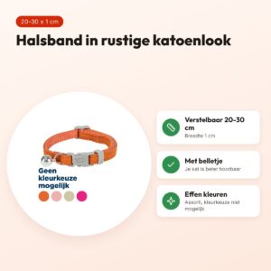 Trixie kattenhalsband katoenlook assorti 20-30 x 1 cm – effen kleuren – voordelen