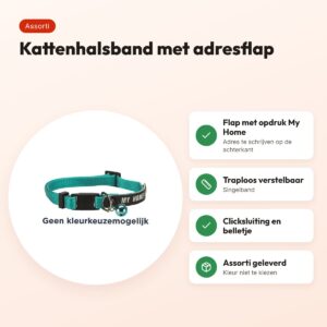Trixie kattenhalsband My Home met adresflap – assorti, verstelbaar – voordelen