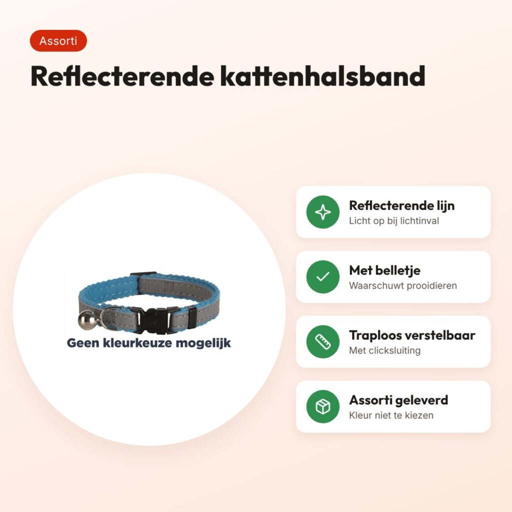 Trixie kattenhalsband reflecterend – assorti, verstelbaar – voordelen