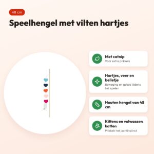 Trixie kattenhengel hartjes met catnip 48 cm – vilt en hout – voordelen