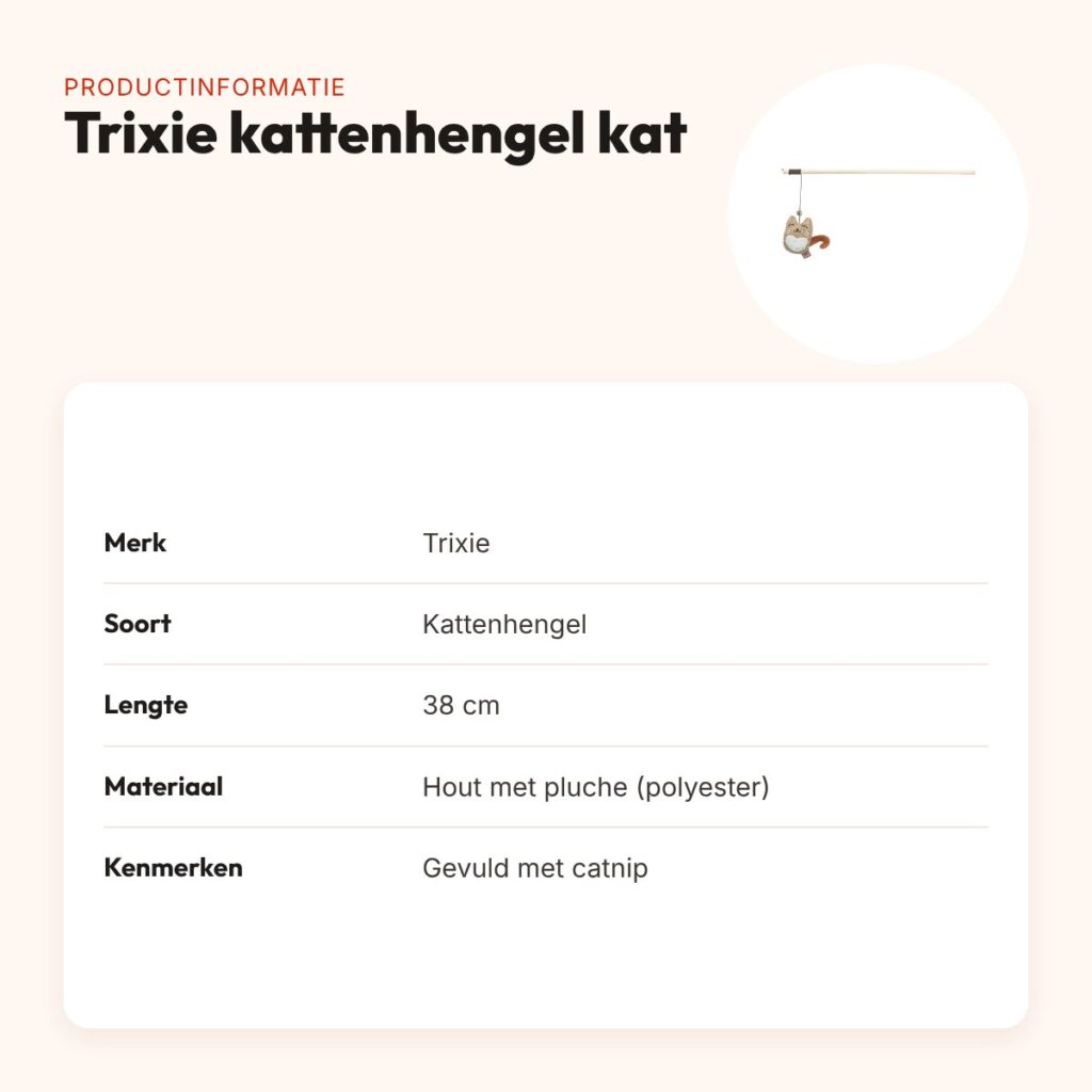 Trixie kattenhengel kat van hout en pluche met catnip 38 cm – productinformatie