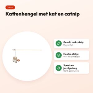 Trixie kattenhengel kat van hout en pluche met catnip 38 cm – voordelen