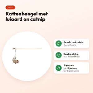 Trixie kattenhengel luiaard van hout en pluche met catnip 38 cm – voordelen