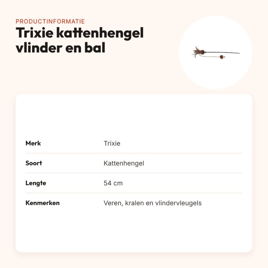 Trixie kattenhengel met vlinder en bal 54 cm – met veren – productinformatie