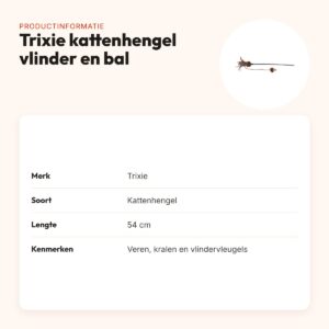 Trixie kattenhengel met vlinder en bal 54 cm – met veren – productinformatie