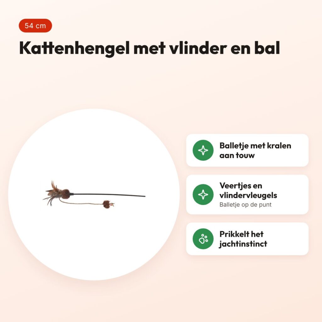 Trixie kattenhengel met vlinder en bal 54 cm – met veren – voordelen