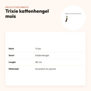 Trixie kattenhengel muis van kunststof en pluche 46 cm – productinformatie