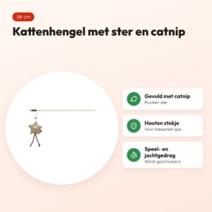 Trixie kattenhengel ster van hout en pluche met catnip 38 cm – voordelen