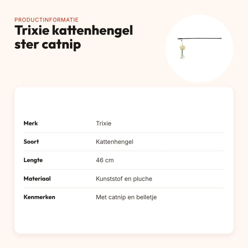 Trixie kattenhengel ster van kunststof en pluche met catnip 46 cm – productinformatie