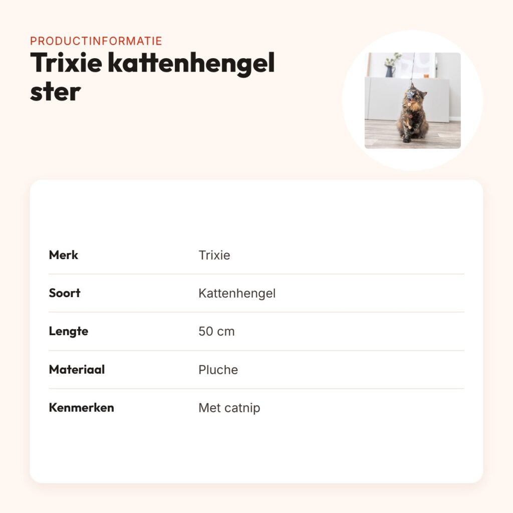 Trixie kattenhengel ster van pluche met catnip 50 cm – panterprint – productinformatie