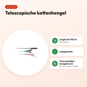 Trixie kattenhengel telescoop 40-98 cm – lichtgewicht, met twee speeltjes – voordelen