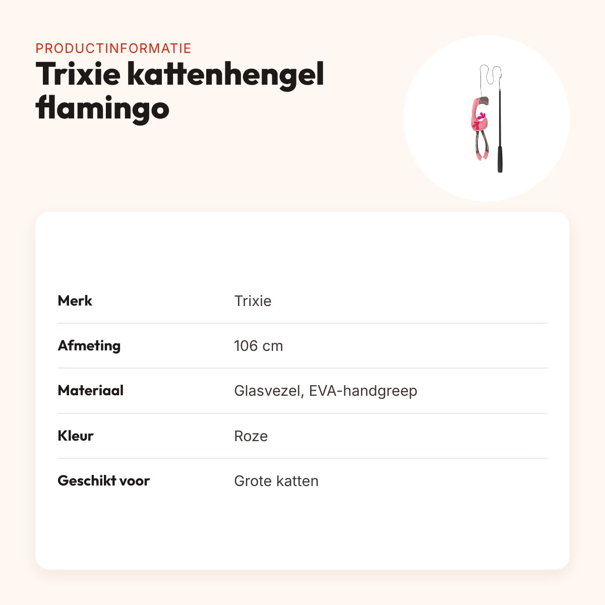 Trixie kattenhengel telescopisch flamingo roze 106 cm – voor grote katten – productinformatie