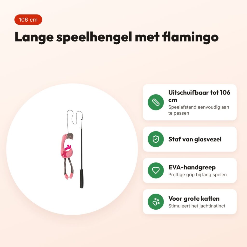 Trixie kattenhengel telescopisch flamingo roze 106 cm – voor grote katten – voordelen