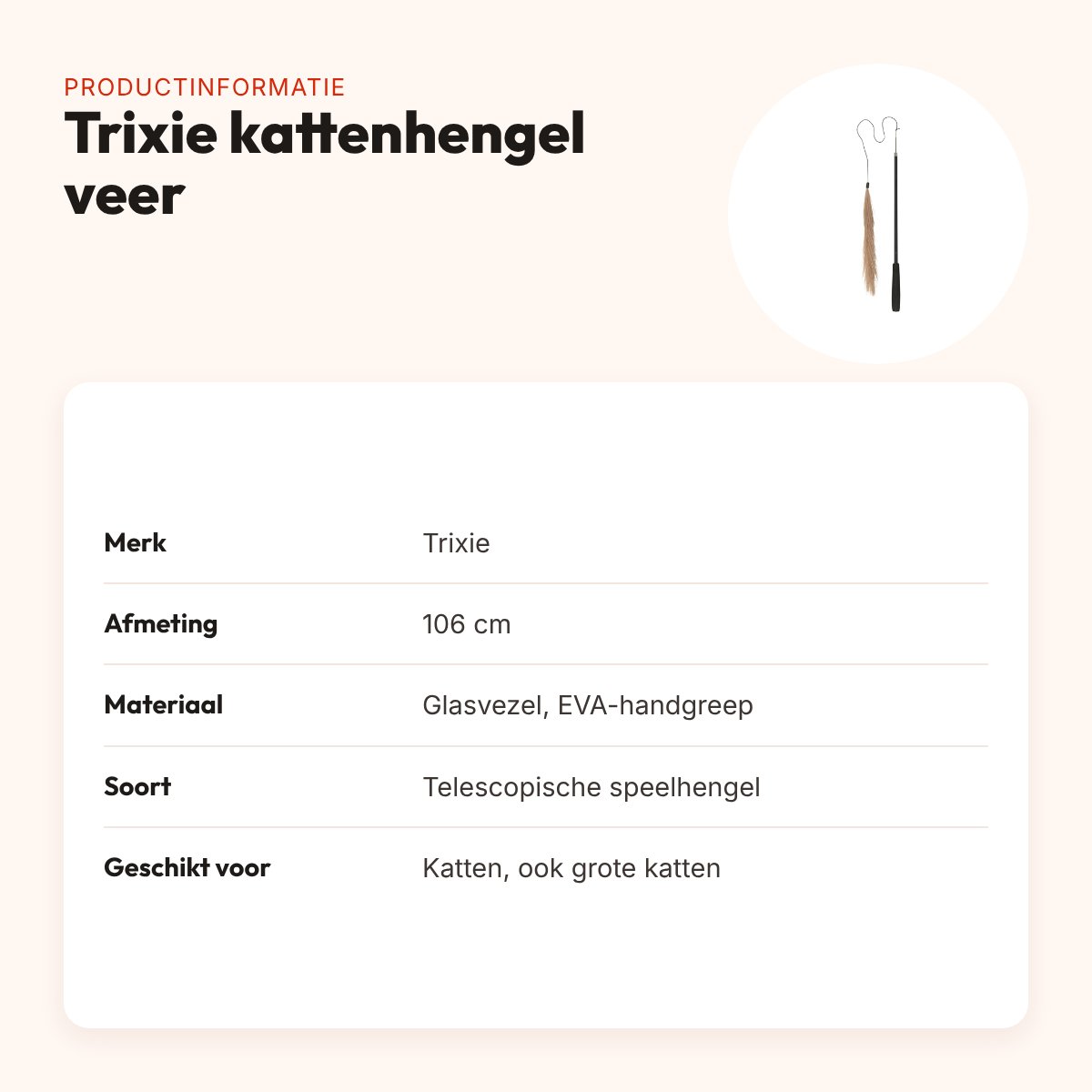 Trixie kattenhengel telescopisch met veer 106 cm – glasvezel staf – productinformatie
