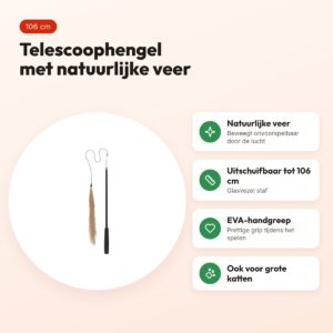 Trixie kattenhengel telescopisch met veer 106 cm – glasvezel staf – voordelen