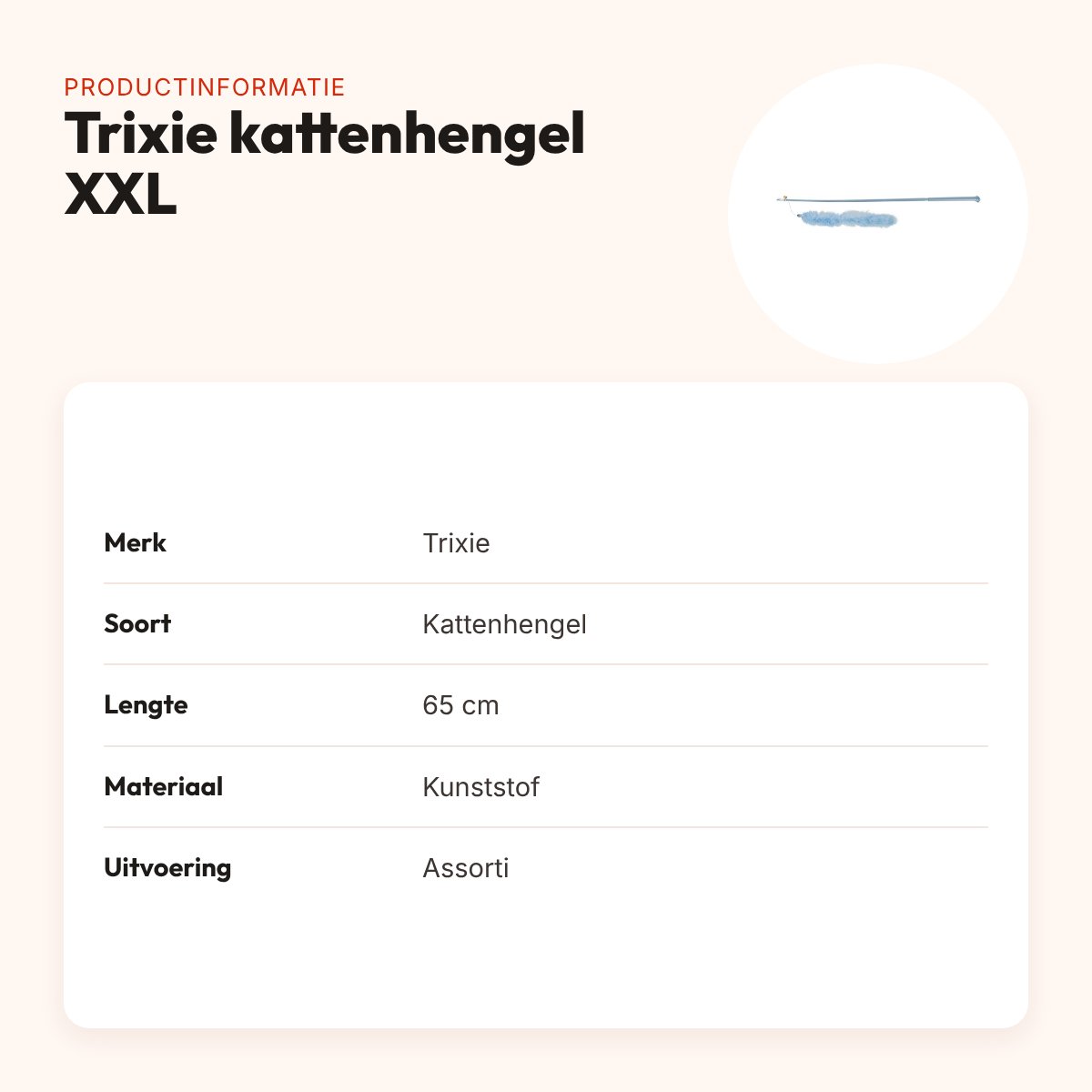 Trixie kattenhengel XXL met veren 65 cm – kunststof, assorti – productinformatie