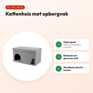 Trixie kattenhuis Kimy lichtgrijs 72 x 40 x 40 cm – met opbergvak – voordelen