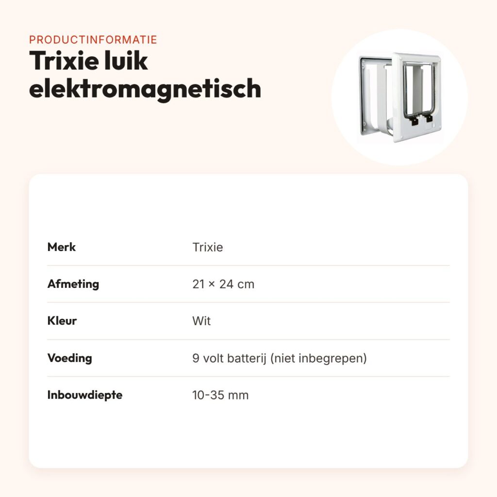Trixie kattenluik elektromagnetisch wit 21 x 24 cm – geluidsarm – productinformatie