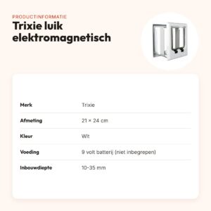 Trixie kattenluik elektromagnetisch wit 21 x 24 cm – geluidsarm – productinformatie