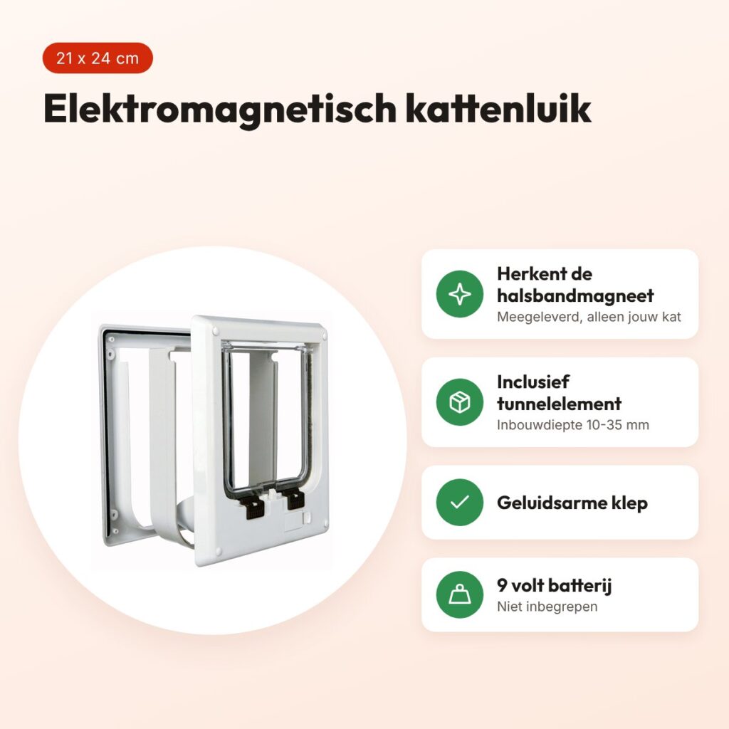 Trixie kattenluik elektromagnetisch wit 21 x 24 cm – geluidsarm – voordelen