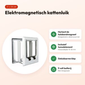 Trixie kattenluik elektromagnetisch wit 21 x 24 cm – geluidsarm – voordelen