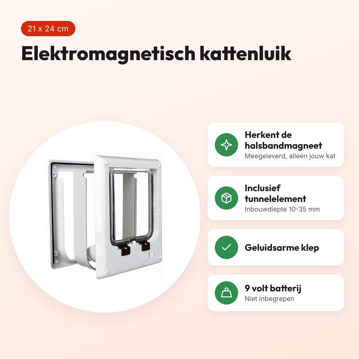 Trixie kattenluik elektromagnetisch wit 21 x 24 cm – geluidsarm – voordelen