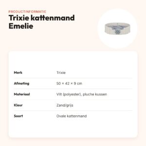 Trixie kattenmand Emelie vilt ovaal zand/grijs 50 x 42 x 9 cm – productinformatie