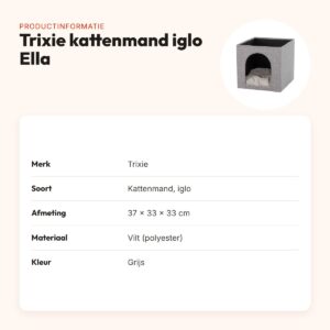 Trixie kattenmand iglo Ella grijs 37 x 33 x 33 cm – opvouwbaar, vilt – productinformatie