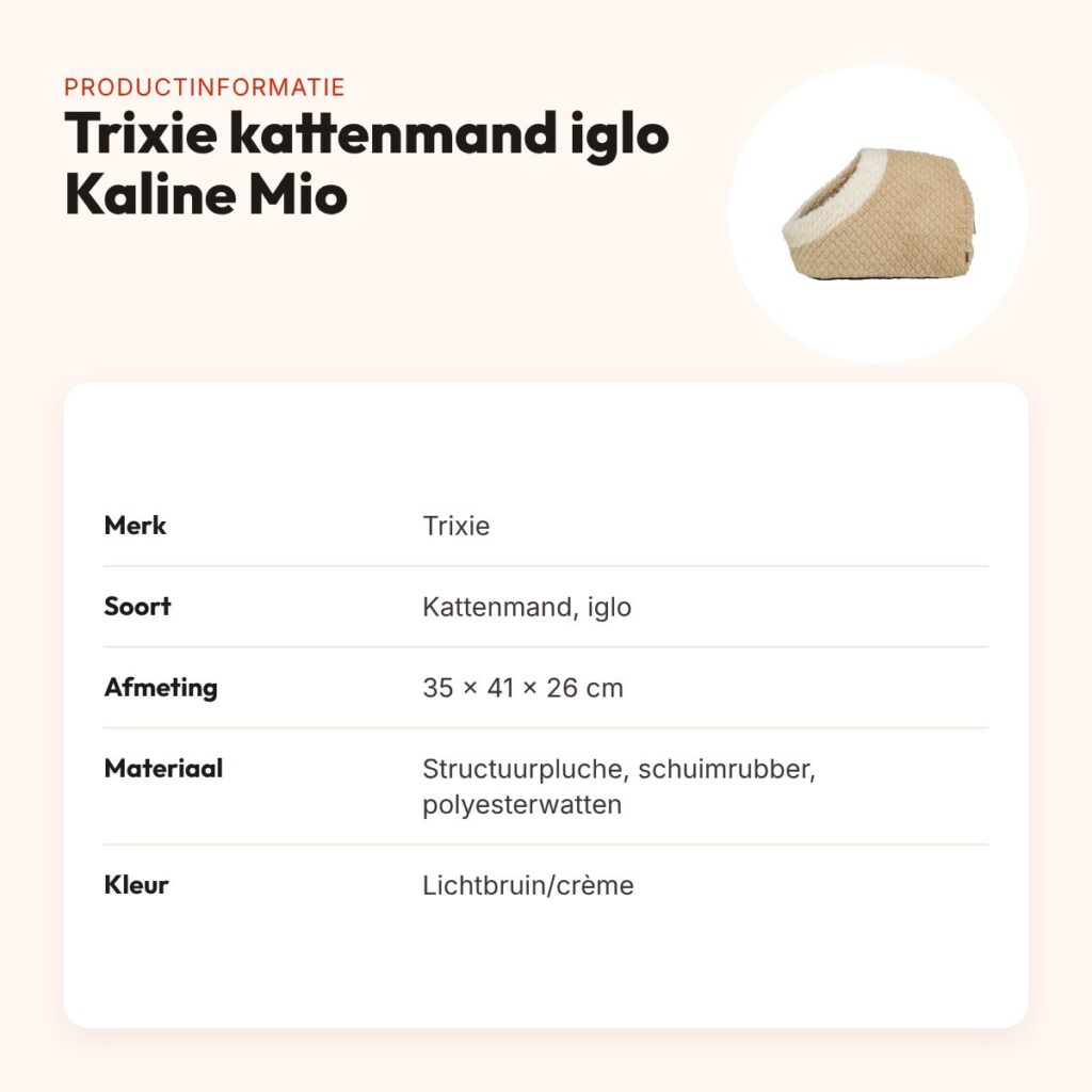 Trixie kattenmand iglo Kaline Mio lichtbruin/crème 35 x 41 x 26 cm – productinformatie