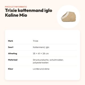 Trixie kattenmand iglo Kaline Mio lichtbruin/crème 35 x 41 x 26 cm – productinformatie