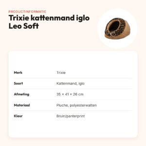 Trixie kattenmand iglo Leo Soft pluche bruin/panterprint 35 x 41 x 26 cm – productinformatie