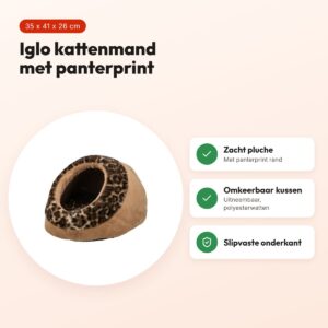 Trixie kattenmand iglo Leo Soft pluche bruin/panterprint 35 x 41 x 26 cm – voordelen