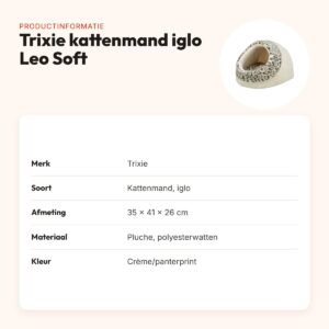 Trixie kattenmand iglo Leo Soft pluche crème/panterprint 35 x 41 x 26 cm – productinformatie
