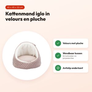 Trixie kattenmand iglo Livia roze/crème 45 x 45 x 33 cm – velours en pluche – voordelen