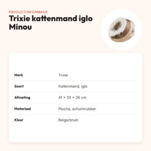 Trixie kattenmand iglo Minou beige/bruin 41 x 35 x 26 cm – wendbaar kussen – productinformatie