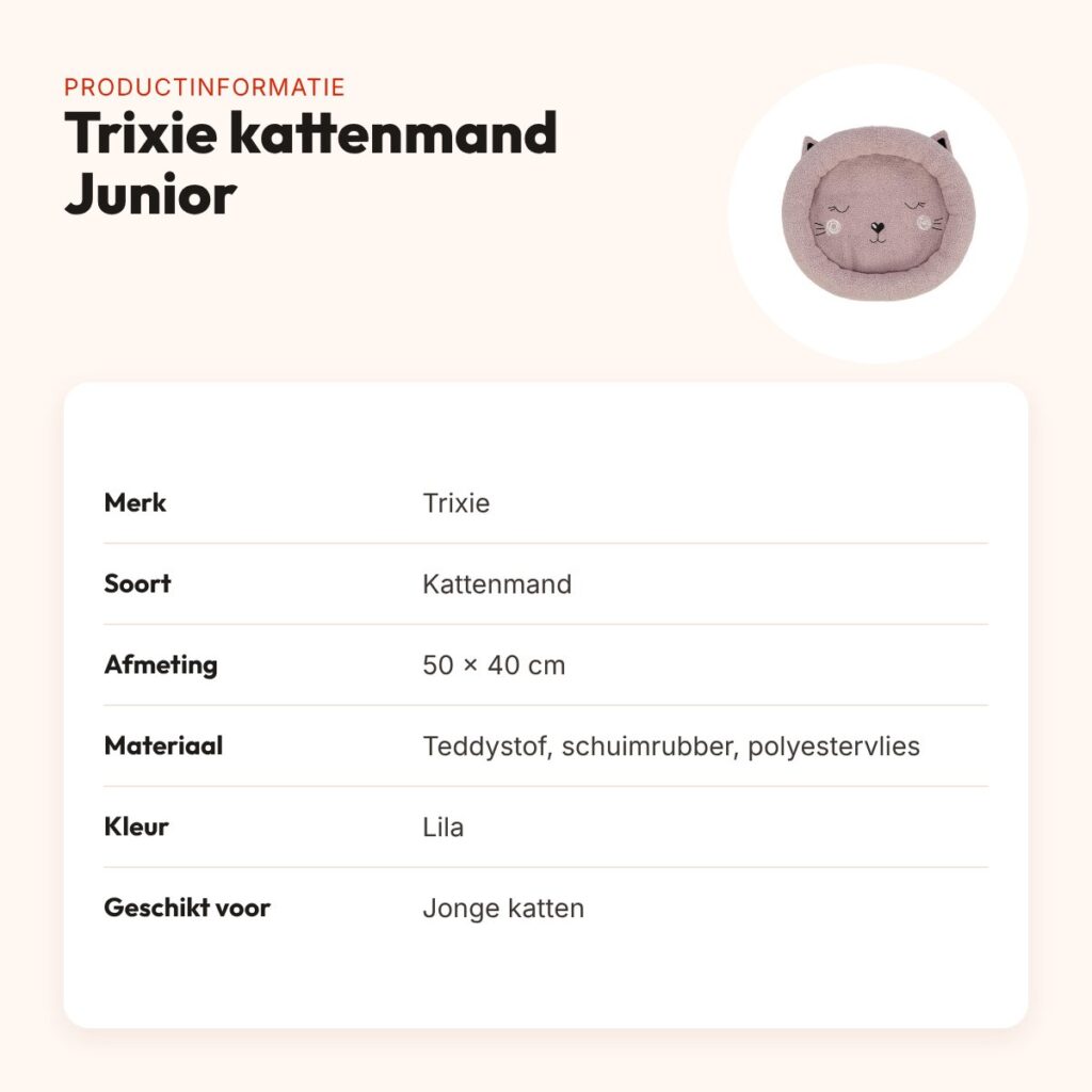 Trixie kattenmand Junior lila 50 x 40 cm – teddystof, voor jonge katten – productinformatie