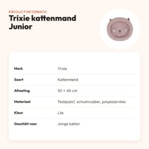 Trixie kattenmand Junior lila 50 x 40 cm – teddystof, voor jonge katten – productinformatie