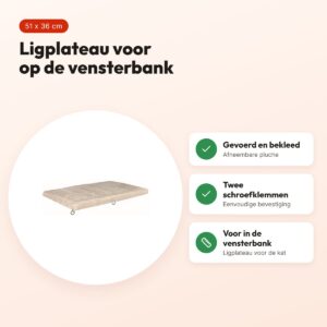 Trixie kattenmand ligplateau voor vensterbank lichtgrijs 51 x 36 cm – voordelen