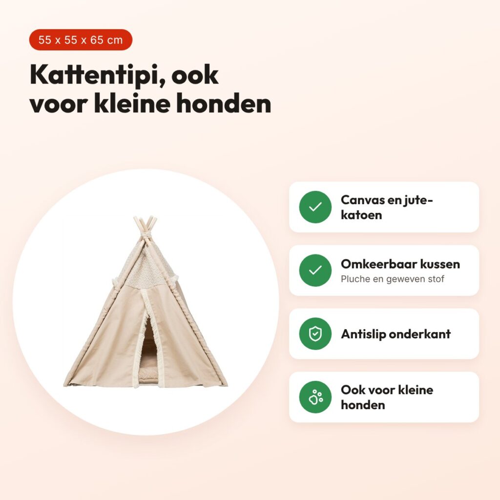 Trixie kattenmand tipi Boho beige 55 x 55 x 65 cm – ook voor kleine honden – voordelen