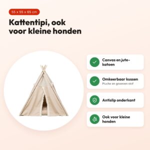 Trixie kattenmand tipi Boho beige 55 x 55 x 65 cm – ook voor kleine honden – voordelen