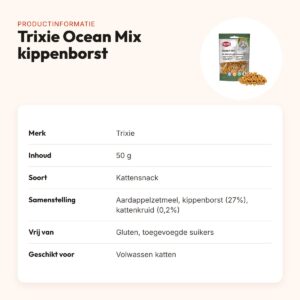 Trixie kattensnack Ocean Mix met kippenborst en catnip 50 g – productinformatie