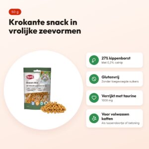Trixie kattensnack Ocean Mix met kippenborst en catnip 50 g – voordelen