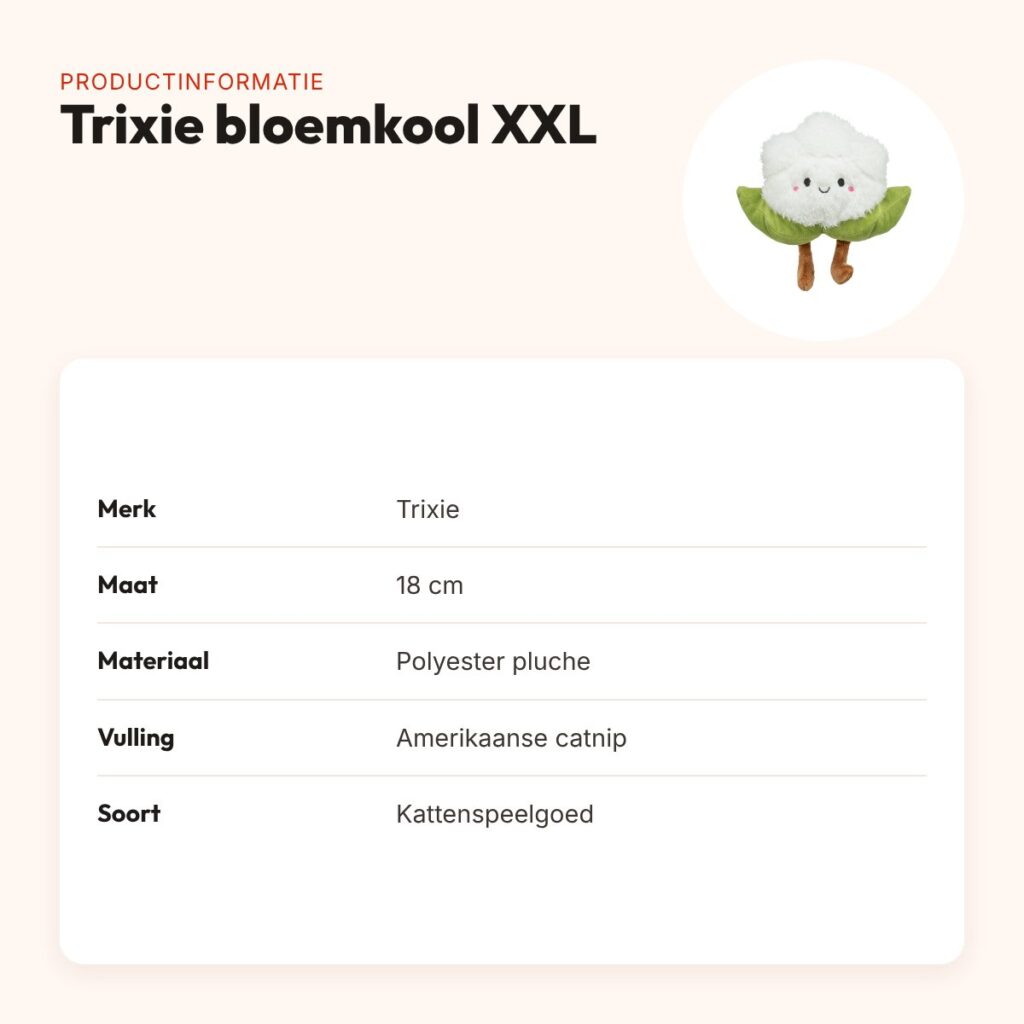 Trixie kattenspeelgoed bloemkool XXL pluche met Amerikaanse catnip 18 cm – productinformatie