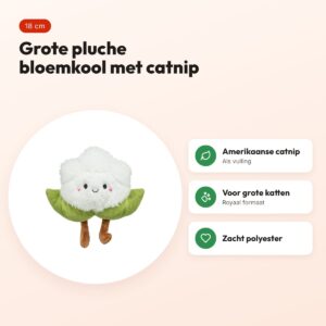 Trixie kattenspeelgoed bloemkool XXL pluche met Amerikaanse catnip 18 cm – voordelen