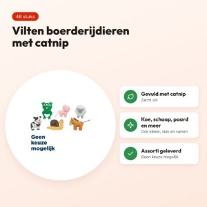 Trixie kattenspeelgoed boerderijdieren vilt met catnip 8-11 cm – 48 stuks – voordelen