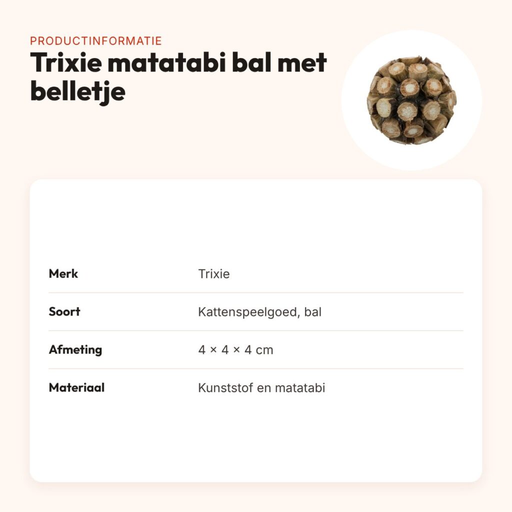 Trixie kattenspeelgoed matatabi bal 4 x 4 x 4 cm – met belletje – productinformatie