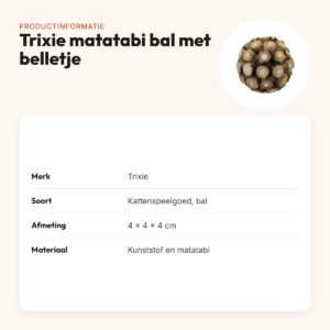 Trixie kattenspeelgoed matatabi bal 4 x 4 x 4 cm – met belletje – productinformatie
