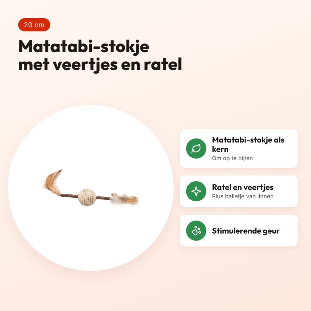 Trixie kattenspeelgoed matatabi spel met veren 20 cm – met ratel – voordelen
