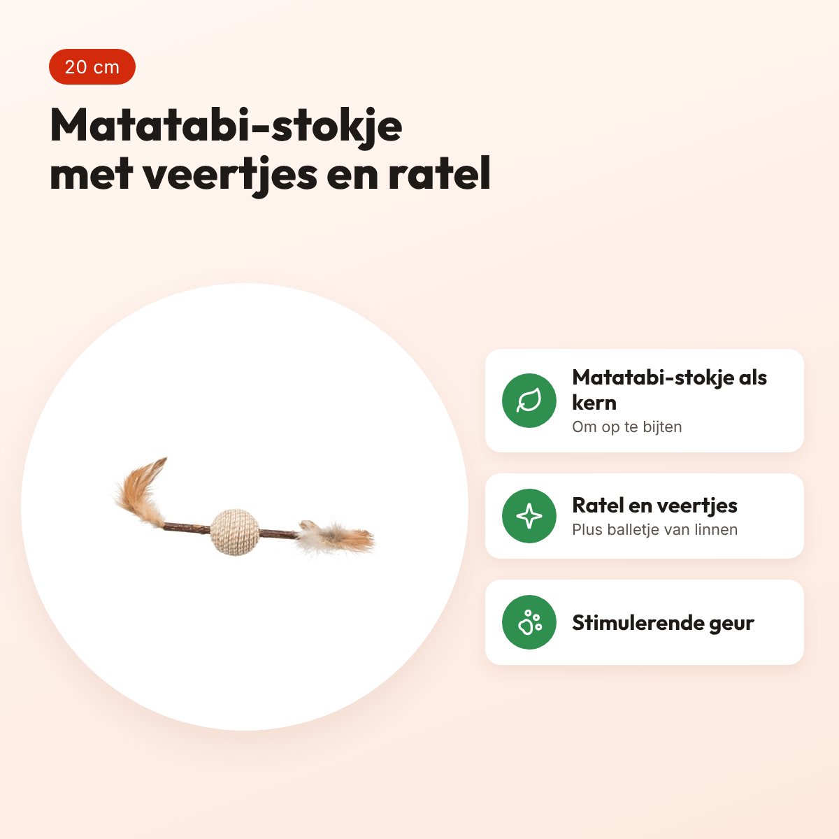 Trixie kattenspeelgoed matatabi spel met veren 20 cm – met ratel – voordelen