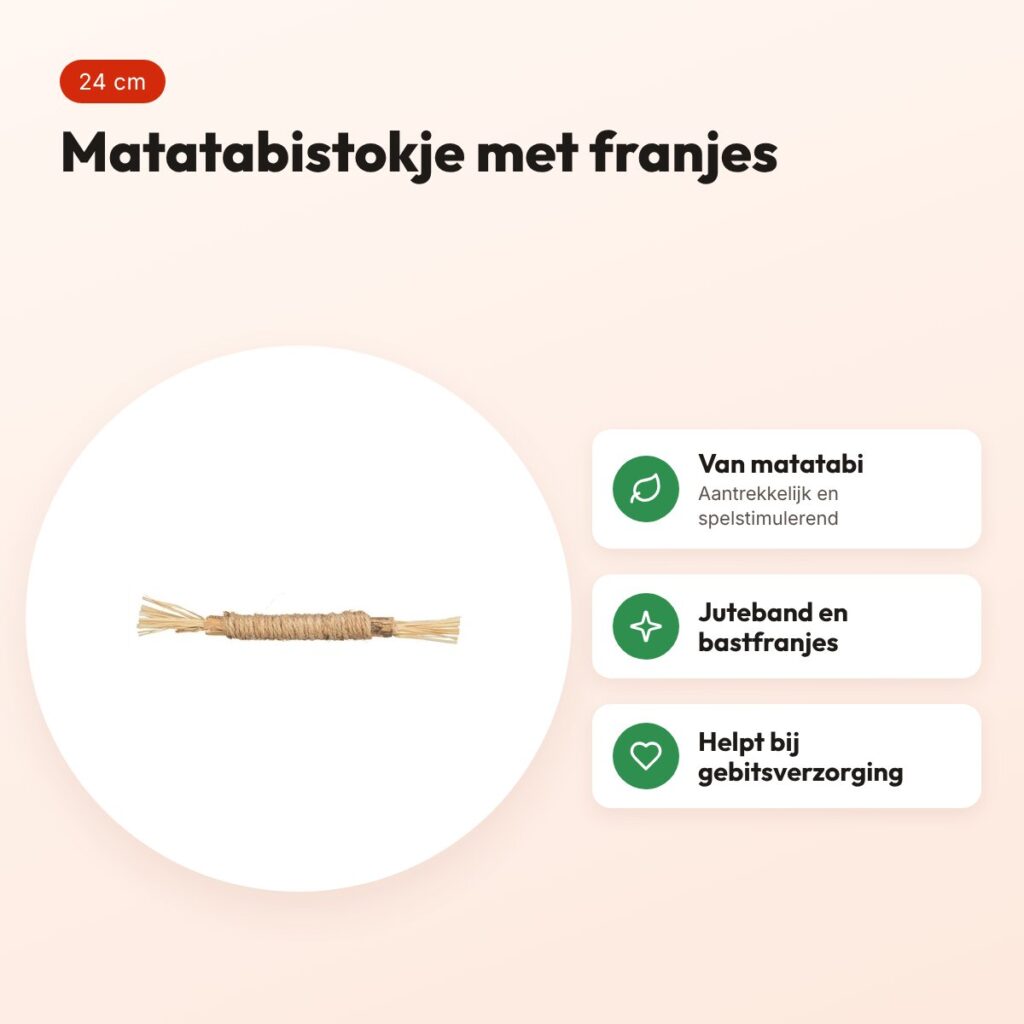 Trixie kattenspeelgoed matatabi stokje met franjes 24 cm – voordelen